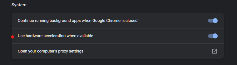 Chrome hardware acceleration on